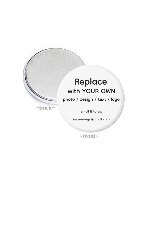 Custom 2.25-inch flat-back photo button designed for rotating spinner keychains, personalized with photos, artwork, logos, or custom designs.