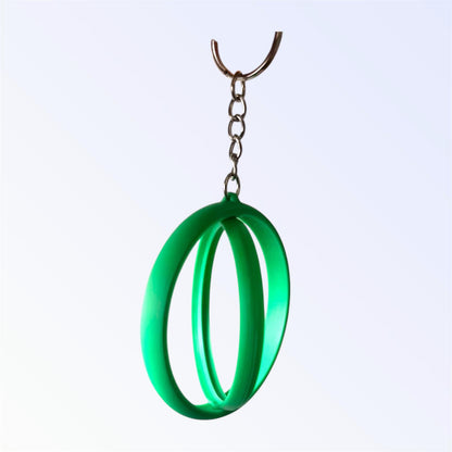 Green 2.25-inch rotating button keychain blank designed for standard flat back buttons, double-sided spinner keychain for custom button makers and DIY crafts.