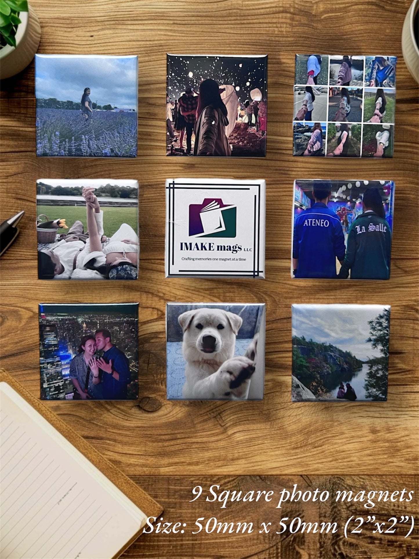 9 Photo Magnets - Square 50mm x 50mm (2x2")