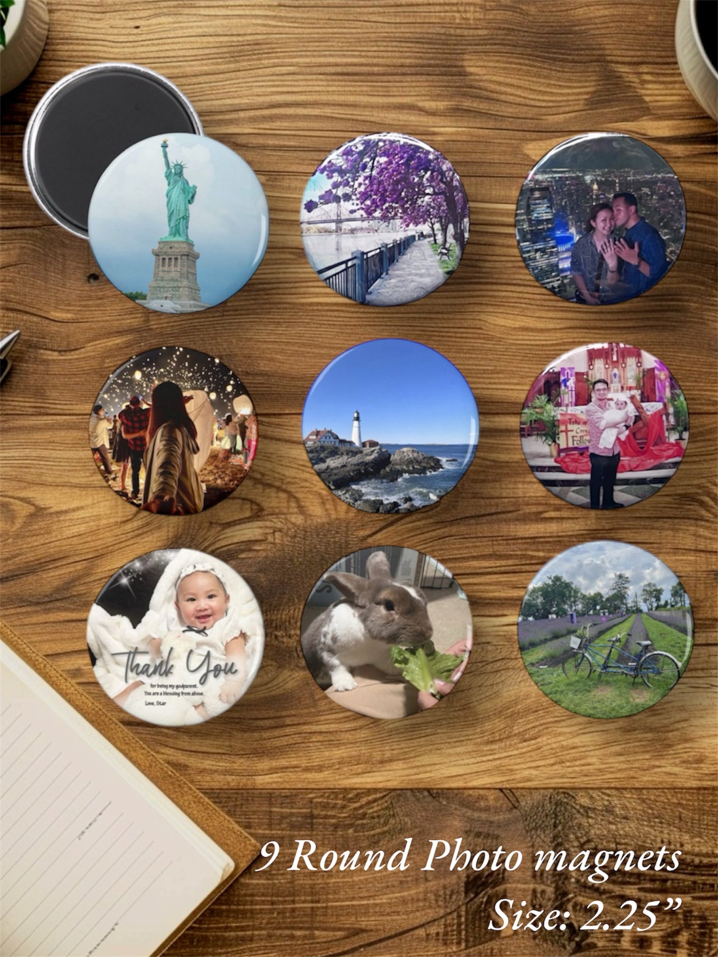 9 Photo Magnets - Round 2.25"