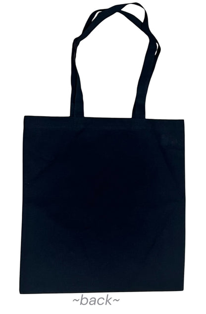 Black canvas tote bag featuring "I'm a New Yorker, Of Course..." design, funny New York themed reusable shopping bag and NYC gift.