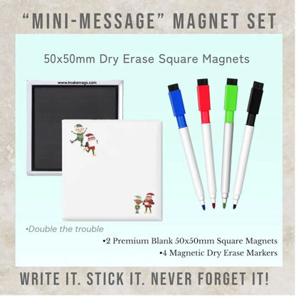 Double the Trouble dry erase square magnet for fridge notes, reminders, and fun messages