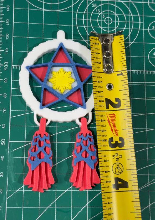 Mini Filipino Parol ornament in Candy featuring pink, purple, and white colors, 3D printed Filipino Christmas tree decoration.