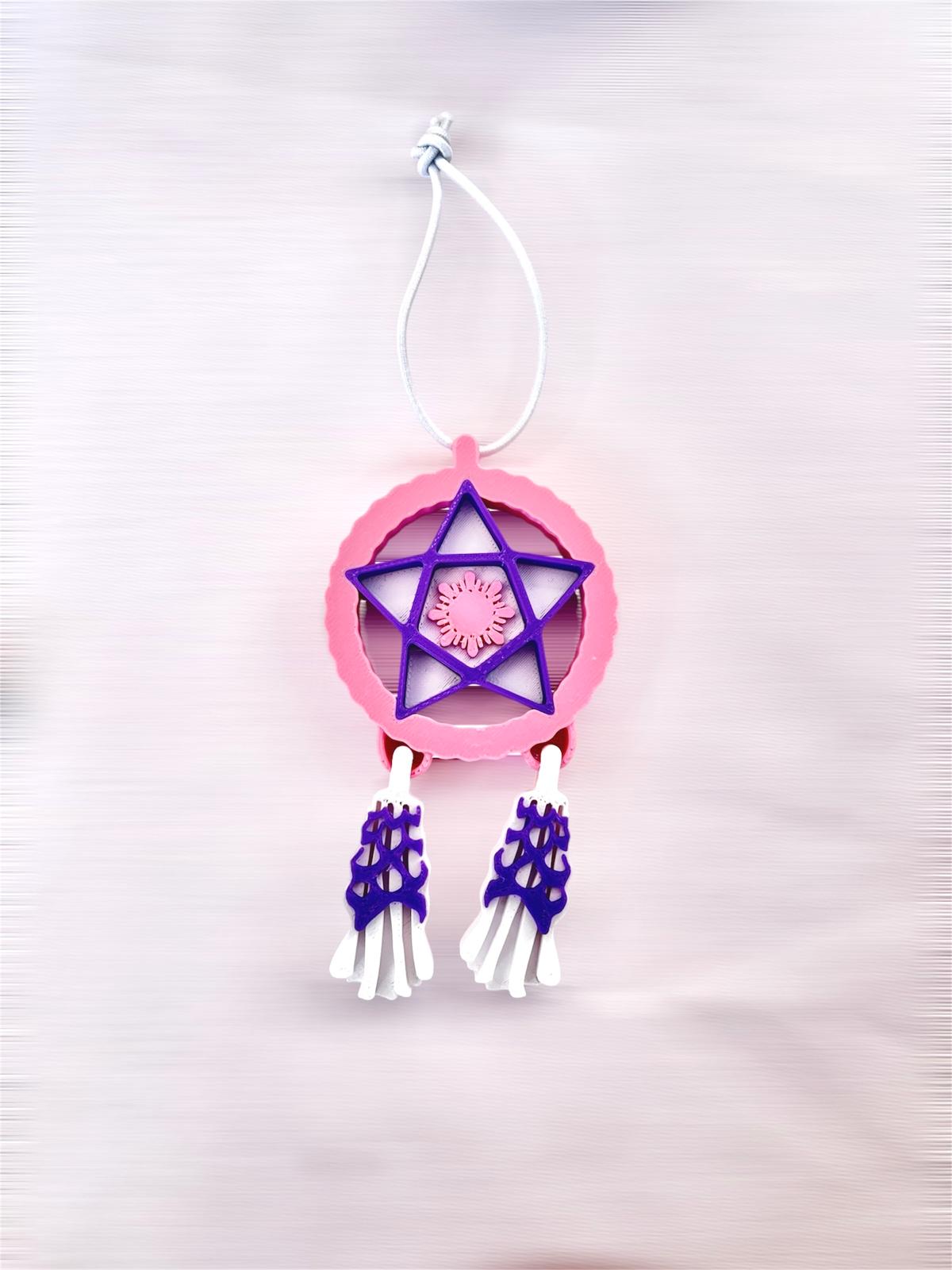 Mini Filipino Parol ornament in Candy featuring pink, purple, and white colors, 3D printed Filipino Christmas tree decoration.