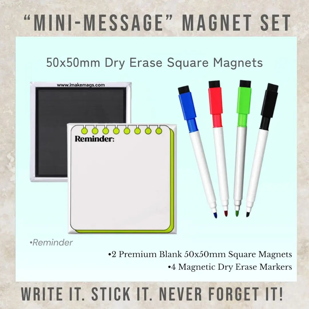 Reminder dry erase square magnet for fridge notes, quick reminders, and messages