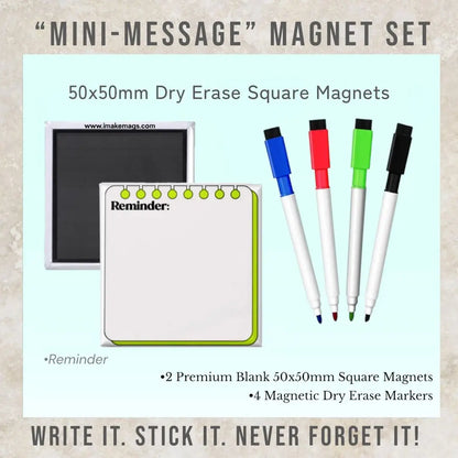 Reminder dry erase square magnet for fridge notes, quick reminders, and messages